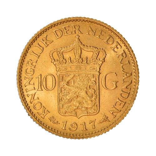 10 Златни Холандски Гулдена Вилхелмина с тиара 1911-1917