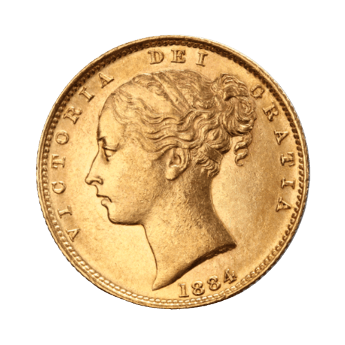 Златна Монета Британски Суверен 7.99 гр. Виктория Млад Образ с щит 1838-1887
