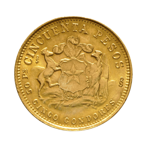 50 Златни Чилийски Песо Либърти 1826-1980