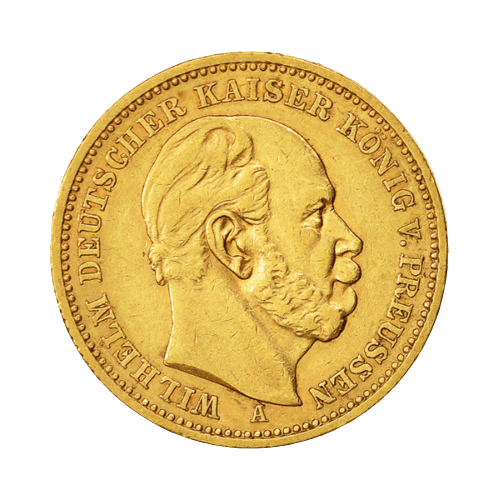 Златна Монета 20 Марки Император Вилхелм I Прусия 1871-1888 7.96 гр.