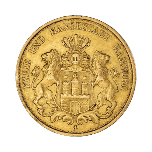 Златна Монета 20 Марки Хамбург 1893-1913 7.96 гр.