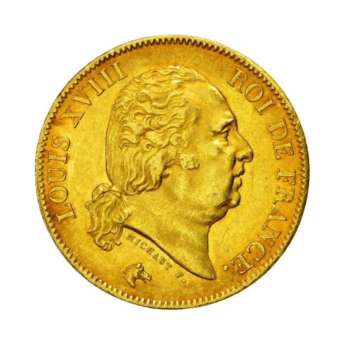 Златна Монета 40 Франка 12.90 гр. Луи XVIII 1816-1824