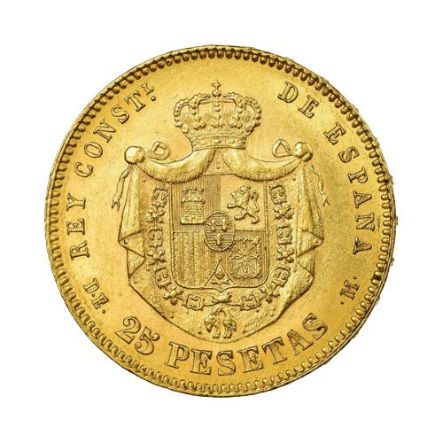 25 Златни Песети Испания Алфонсо XII 1876-1881