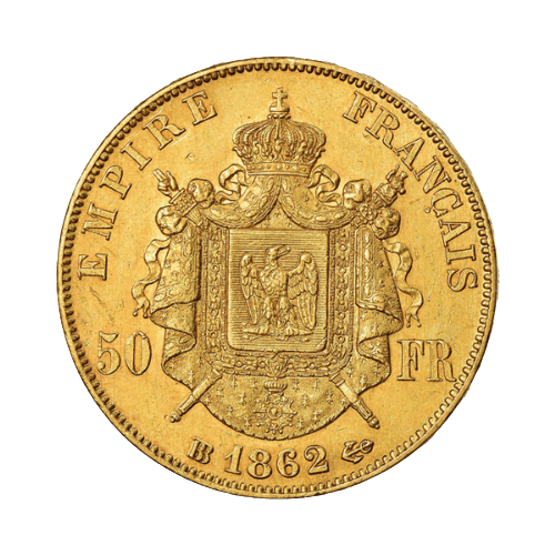 50 Златни Франка Наполеон III с Венец 1862-1868