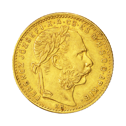 Златна Монета 8 Форинта/20 Франка Франц Йосиф I Унгария 1870-1890 6.45 гр.