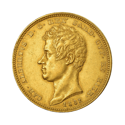 Златна Монета 100 Италиански Лири 32.26 гр. Карло Алберто Сардиния 1832-1842