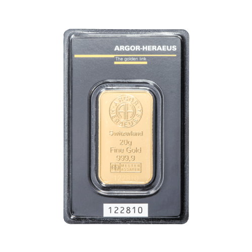 Златно Кюлче 20 гр. Argor Heraeus Швейцария Холограмна Защита