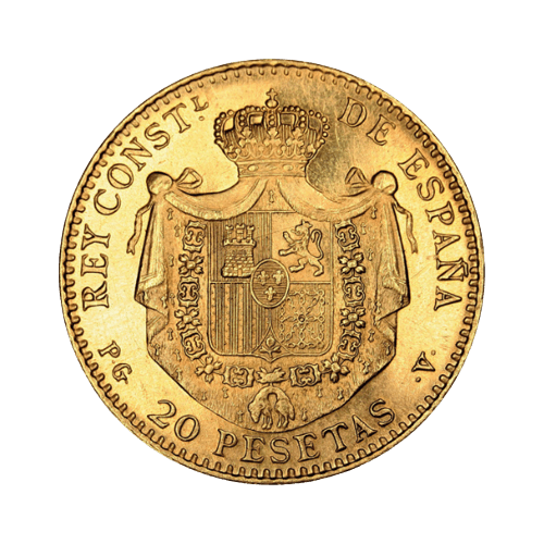 20 Златни Песети Испания Алфонсо XIII 1887-1890