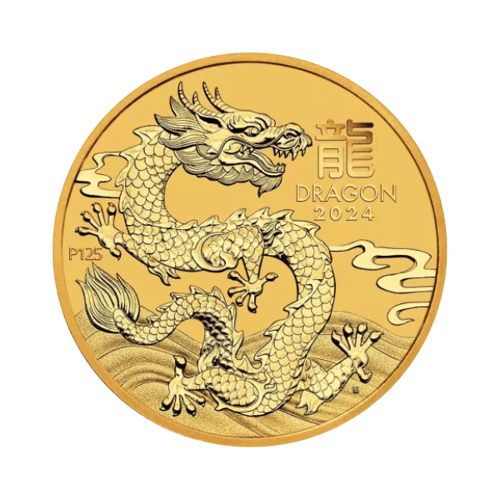 7.78 гр. Златна Монета Австралийски Лунар Дракон 2024
