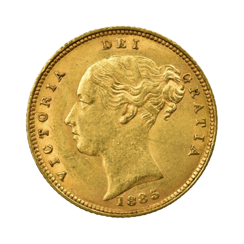 Златна Монета 1/2 Британски Суверен Виктория Млад Образ с щит 1838-1885 3.99 гр.