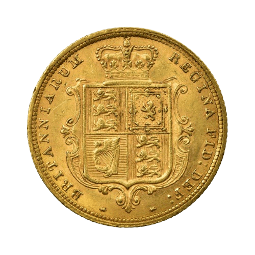 1/2 Златен Британски Суверен Виктория Млад Образ с щит 1838-1885