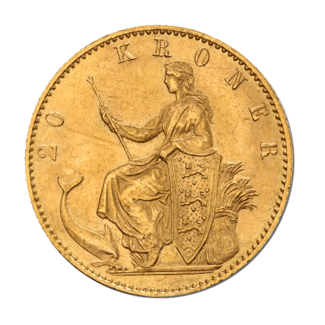 20 Датски Крони Кристиян IX 1863-1906 8.96 гр.