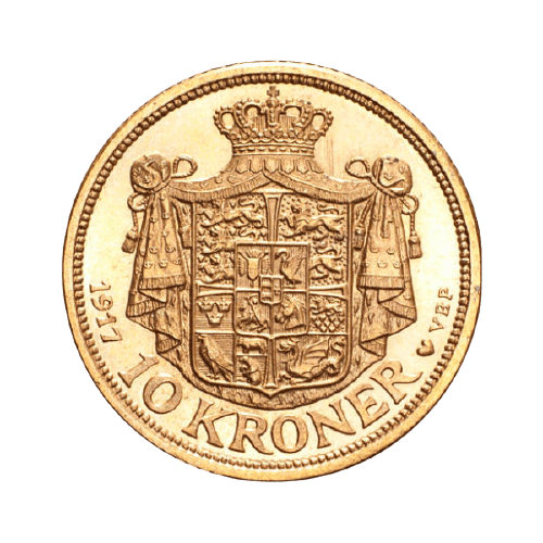 10 Златни Датски Крони Кристиян X 1913- 1917