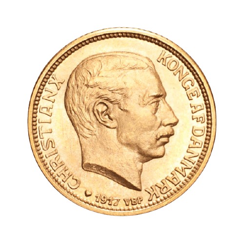 4.48 гр. Златна монета 10 Датски Крони Кристиян X 1913-1917