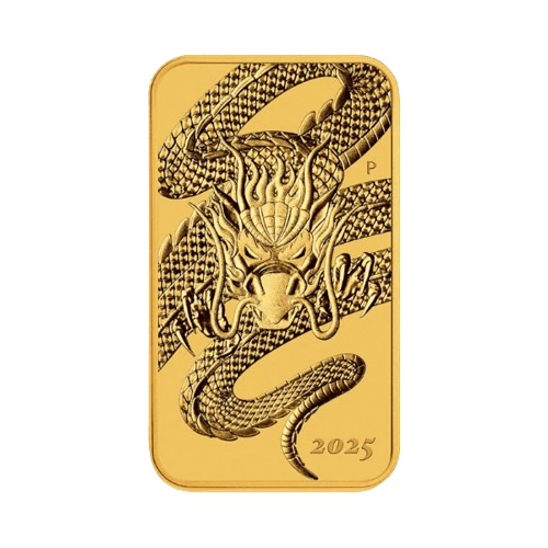 31.1 гр. Правоъгълна Златна Монета Дракон Австралия 2025