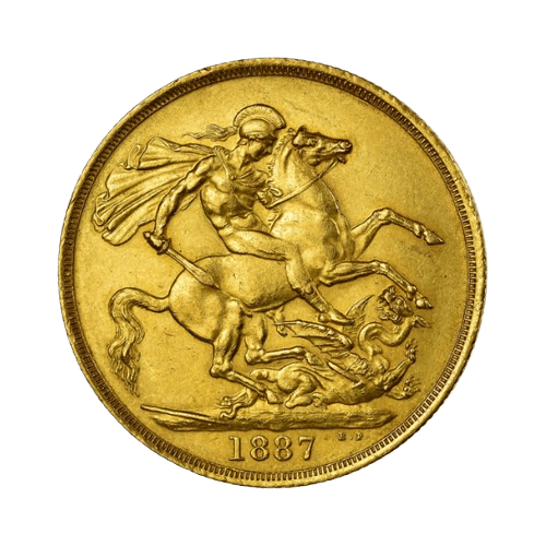 рядка златна монета двоен британски суверен Виктория с корона тираж само 1887 година