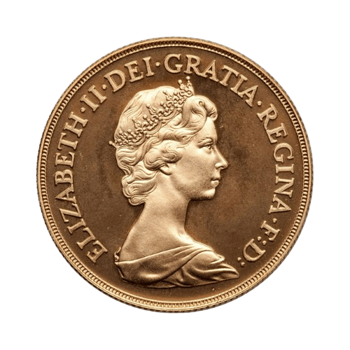 златна монета двоен британски суверен елизабет II с корона 1980-1983