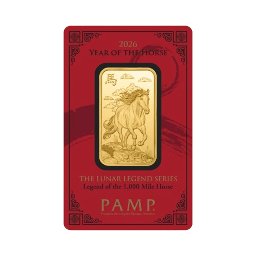 1 унция златно кюлче памп 2026 лунар кон 1000 мили