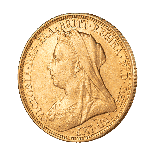 7.99 гр. Златна Монета Суверен Виктория с Воал 1893-1901
