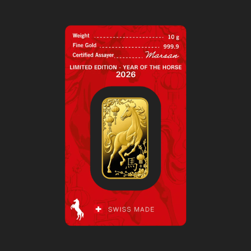 10 грама златно кюлче лунар кон 2026 argor heraeus