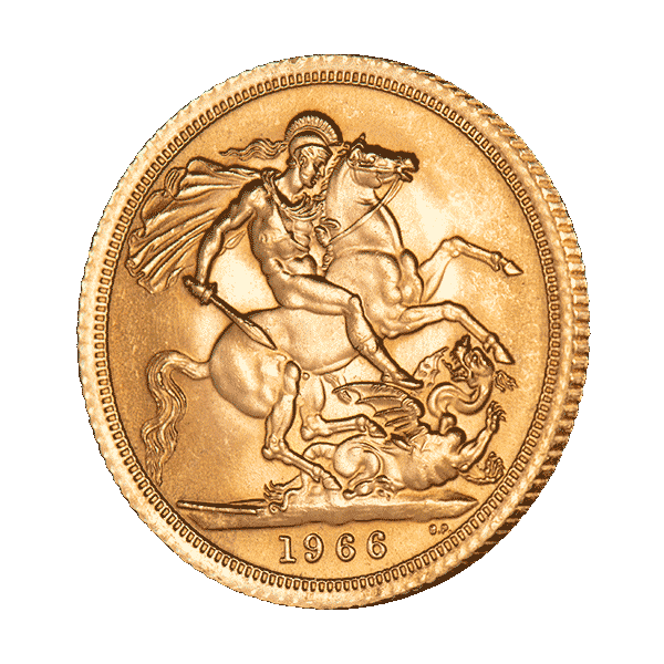 7.99 гр. Златен Суверен Елизабет с венец 1957-1968