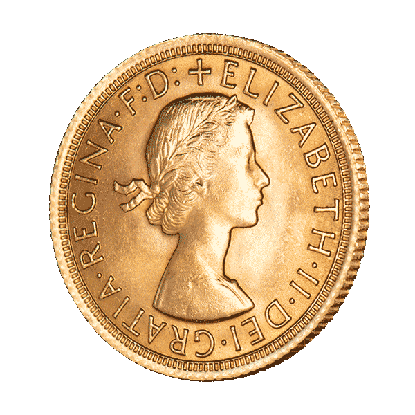 7.99 гр. Златна Монета Британски Суверен Елизабет с венец 1957-1968