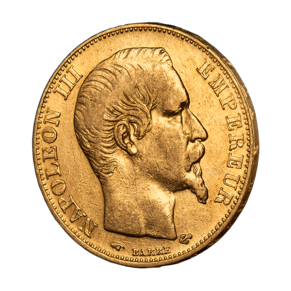 Златна Монета 20 Френски Франка Наполеон III 1853-1860