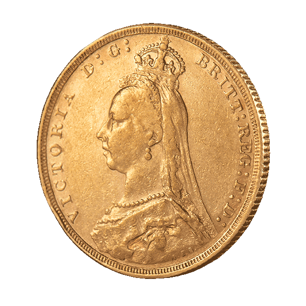 Златна Монета 7.99 гр. Британски Суверен Виктория с Корона 1887-1893