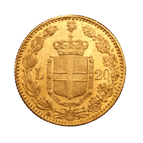 6.45 гр. Златни 20 Италиански Лири Умберто I 1879-1897