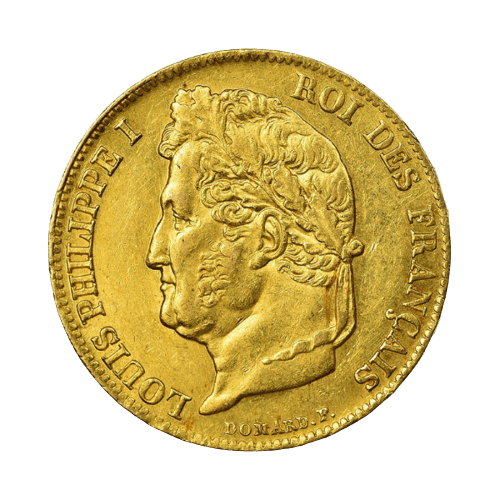 Златна Монета 20 Френски Франка Луи Филип I с Лавров Венец 1832-1848 6.45 гр.