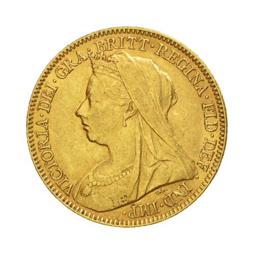 Златна Монета 1/2 Британски Суверен 3.99 гр. Виктория с Воал 1893-1901