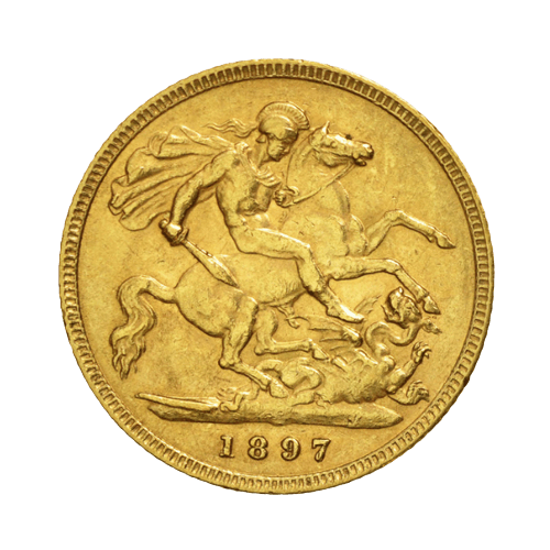 1/2 Златен Суверен Виктория с Воал 1893-1901