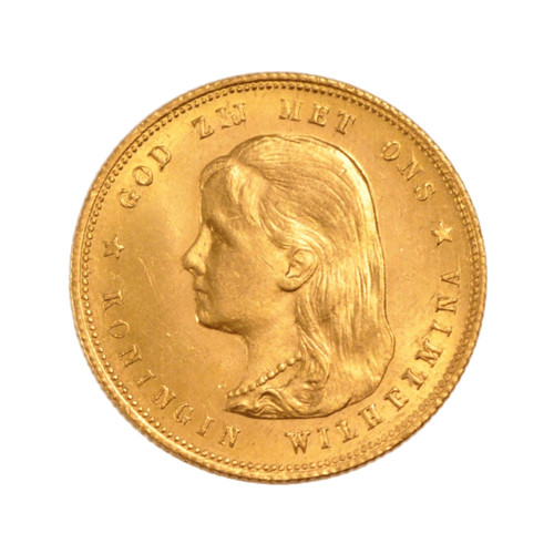 Златна Монета 10 Холандски Гулдена Вилхелмина Млад Образ 1892-1897 6.73 гр.