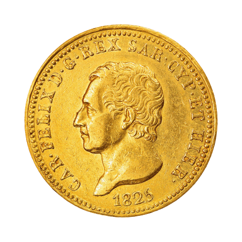 Златна Монета 40 Италиански Лири 12.90 гр. Карло Феличе Сардиния 1822-1831