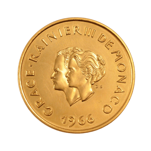Златна Монета 200 Франка Монако 32 гр. Грейс Кели и Рейние III 1966