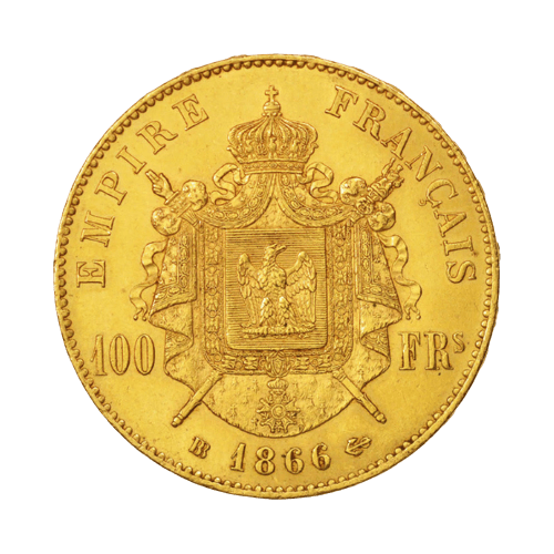 100 Златни Франка Наполеон III с венец 1862-1870