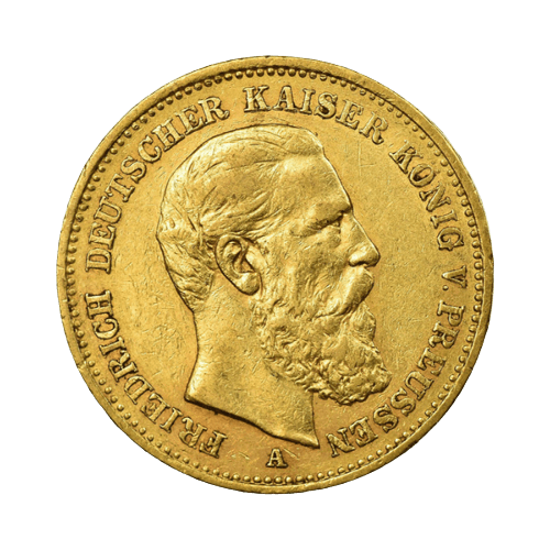 7.96 гр. Златна Монета 20 Марки Фридрих III Прусия 1888