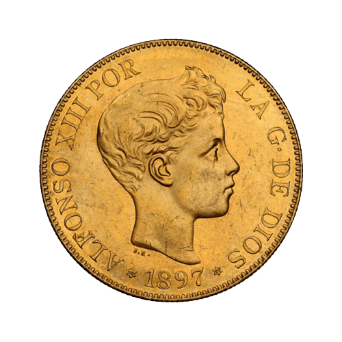 Златна Монета 100 Испански Песети Алфонсо XIII 1897 32.26 гр.