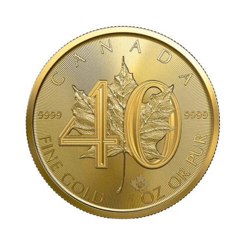 31.1 гр. Златна Монета Канадски Кленов Лист 40-а годишнина 2019