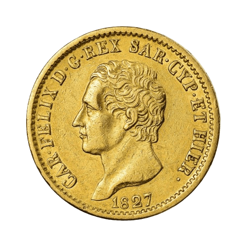 Златна Монета 20 Италиански Лири 6.45 гр. Карло Феличе 1821-1831