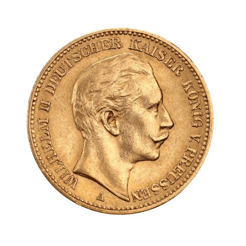20 марки златна монета Вилхелм II - лице
