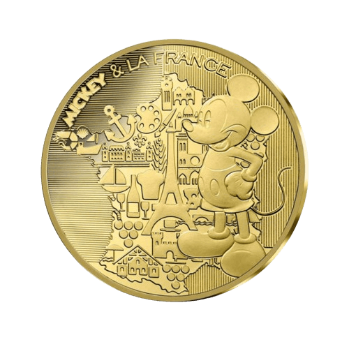3 г. Златна Монета 200 Евро Мики Маус Франция 2018