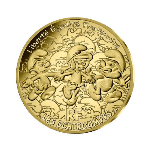 3 г. Златна Монета 200 Евро Смърфовете Франция 2020