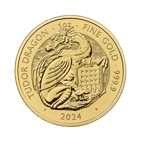 31.1 гр. Златна Монета Зверовете на Тюдорите Дракон 2024
