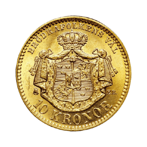 10 Златни Шведски Крони Оскар II 1901 4.48 гр.