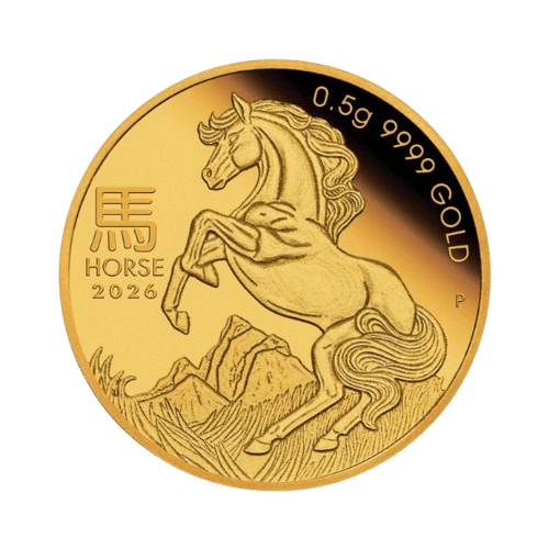 0,5 грама златна монета лунар кон 2026