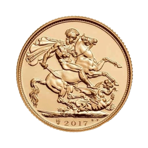 7.99 грама златна монета суверен 200-годишнина 2017 гръб