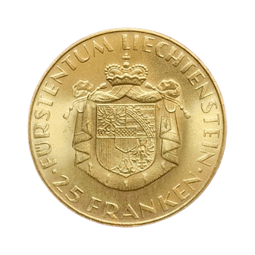 25 златни франка лихтенщайн 5.65 грама франц йосиф втори 1961