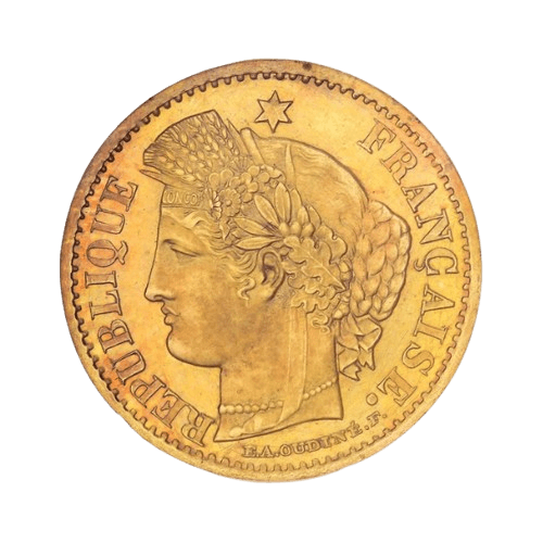 20 сантима 1849 златна монета maz 1229 essai pf 65 лице